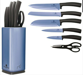 Edenberg 7pcs Knife Set with SS Stand &amp; Blade In 3 Colors : Blue, Red, DK.Green EB-11027