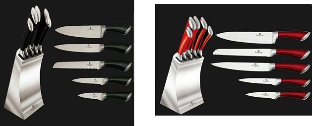 Edenberg 6pcs Knife Set, SS Stand, SS Handle In 3 Colors : Red, Black, Grey EB-11002