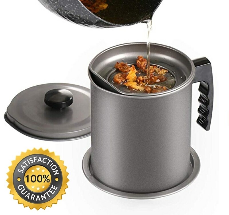 Oil filter Container with Fine Mesh Strainer 1.4L KitchenPro