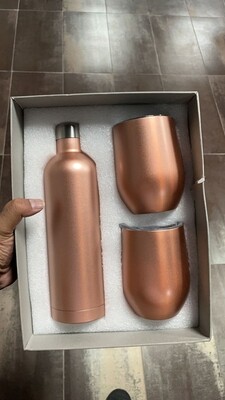 Gift pack 3pcs vacuum flask 500ml & 2 vacuum cups 330ml rose gold, with elegant gift box