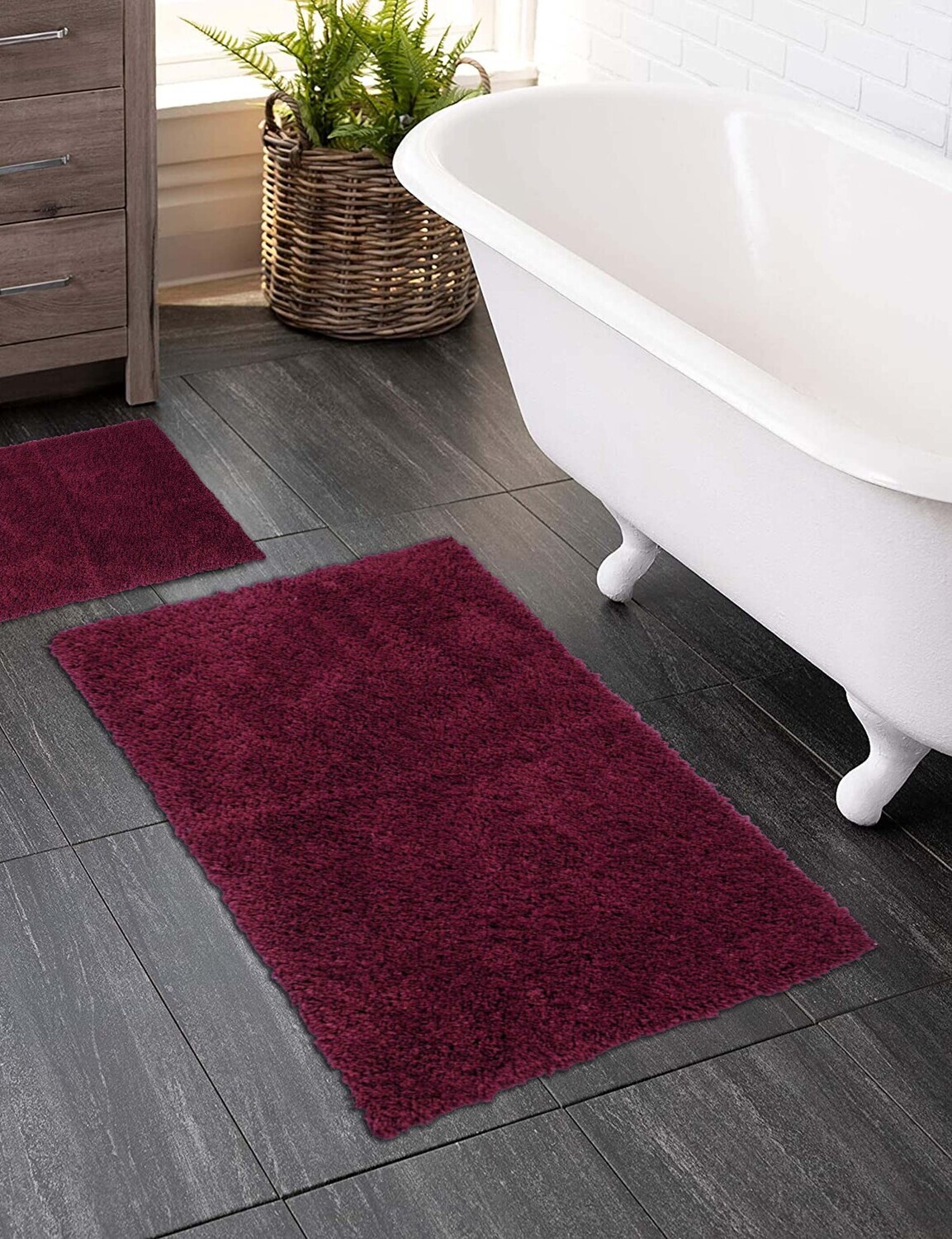 H&B Drylon Bathroom mat Rugs Bordeaux 50X80 Ultra Soft, Superior Absorbency & Quick Drying 