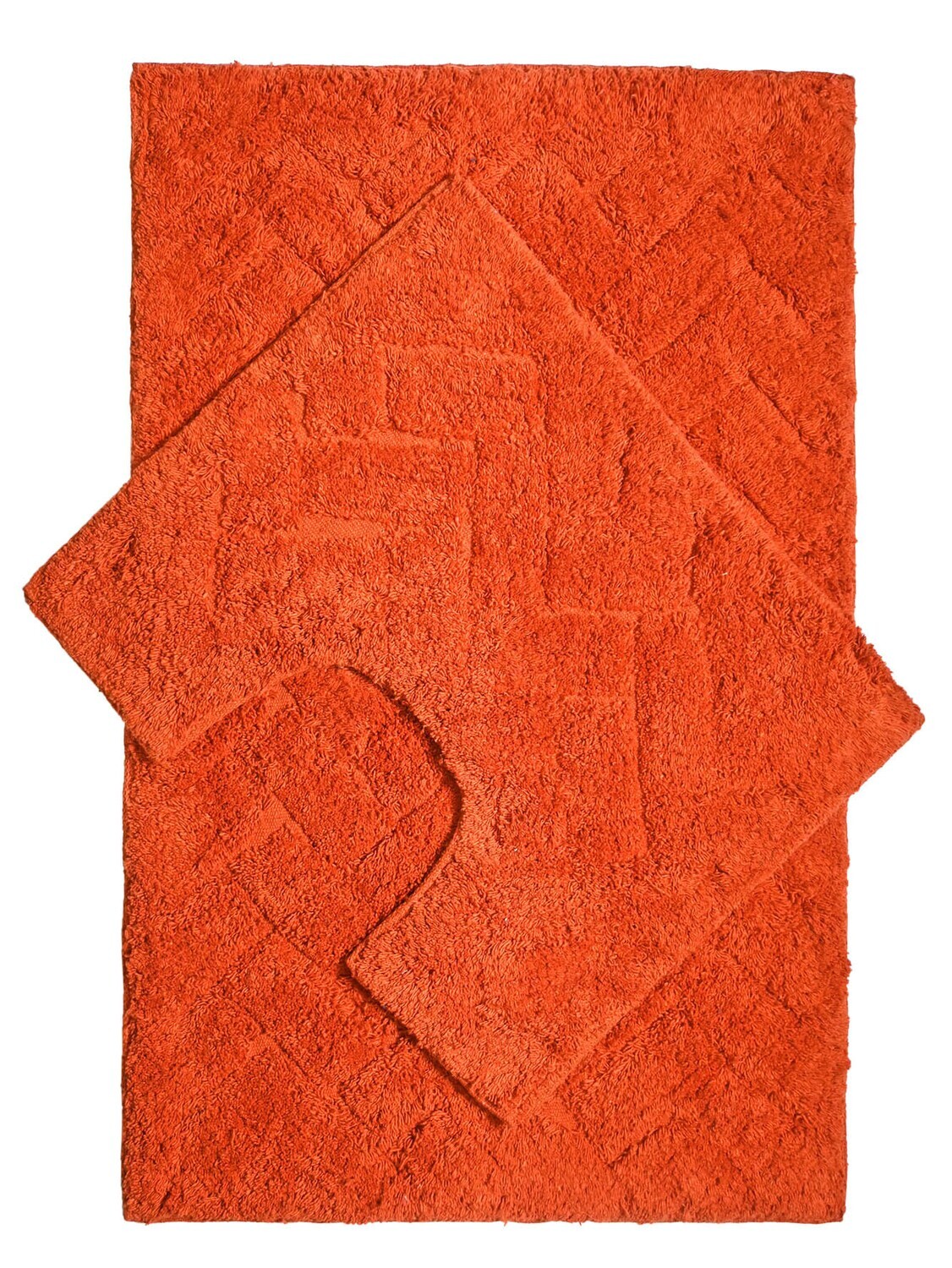 H&B 2 Piece Cotton Bathroom mat Rug Orange 50cm X 80cm (PEDESTAL MATS) 