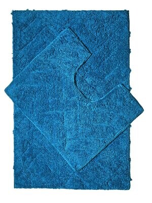 H&B 2  Piece Cotton Bathroom Mat Rug Turquoise 50cm X 80cm (PEDESTAL MATS) 