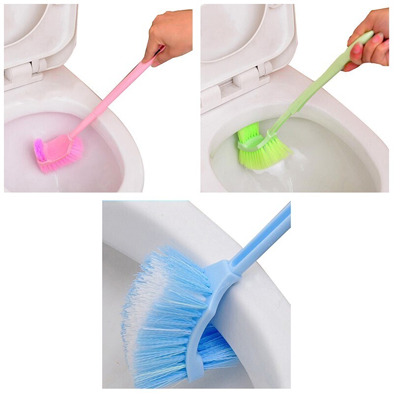 Double sided colour coded toilet brush &amp; brush stand