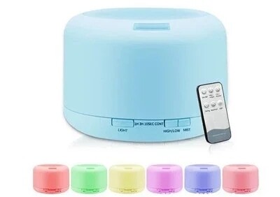 Humidifier 500ml + 6 ESSENTIAL OILS with adjustable spray volume, 7 mood LED Lights, timing indicator light