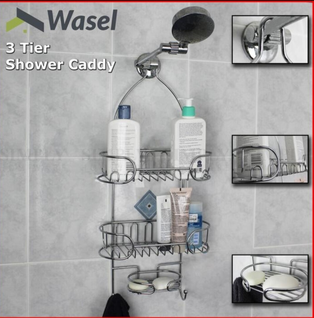 Generic shower caddy 3 tier bathroom organizer. Large size H60cmXL30cm E-0010