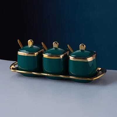 Nordic ceramic seasoning jar condiment dispenser creative household three-piece kitchen set
