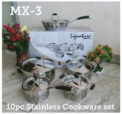 Signature 10pcs induction base cookware set with stainless steel lid MX3