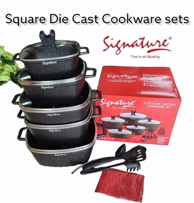 Signature 22pcs die cast cookware set. Square shaped
