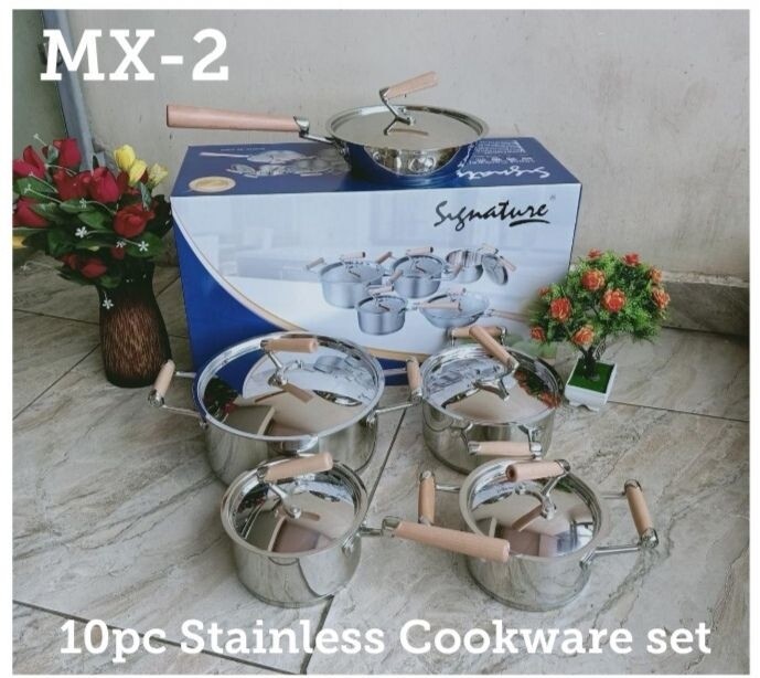 Signature 10pcs induction base cookware set with stainless steel lid MX2