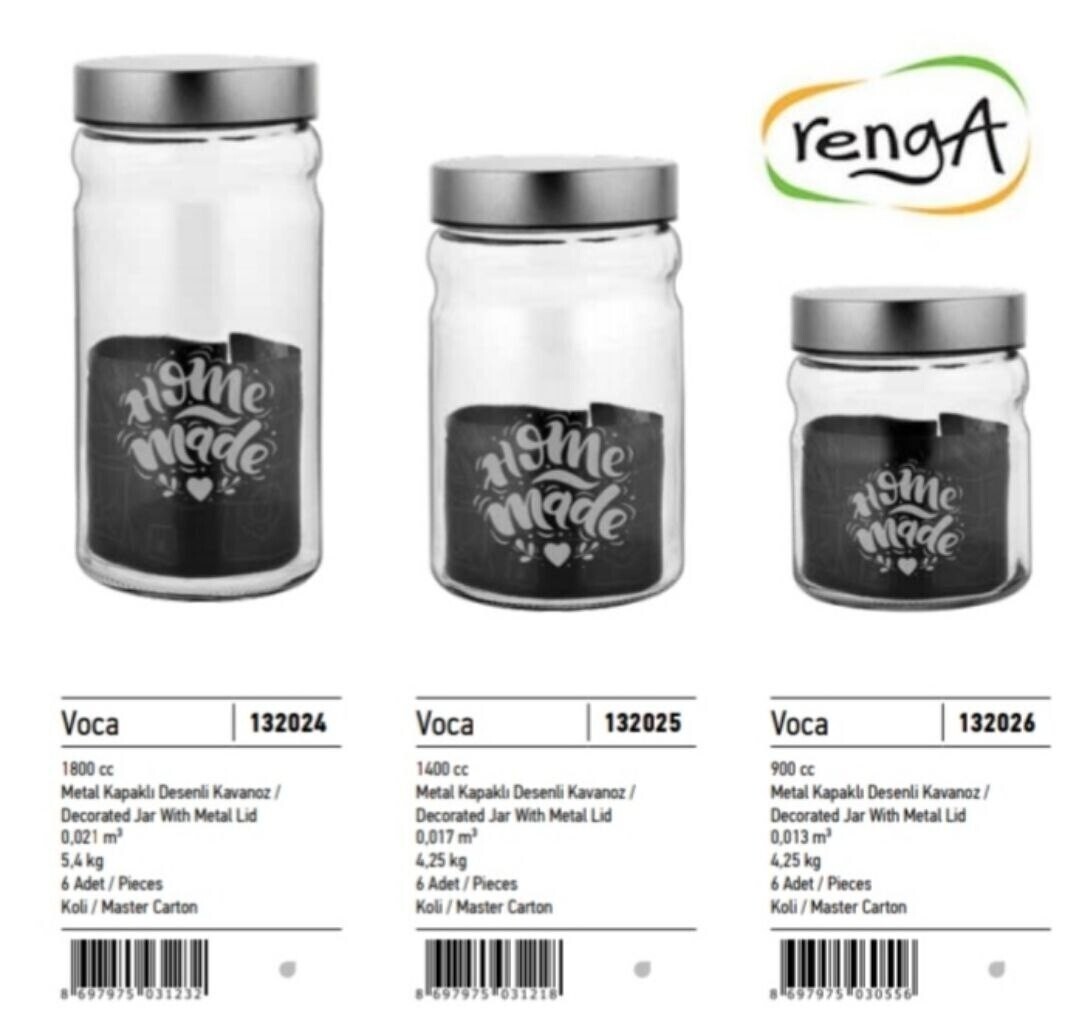 Renga glass jar with silver lid 1400ml