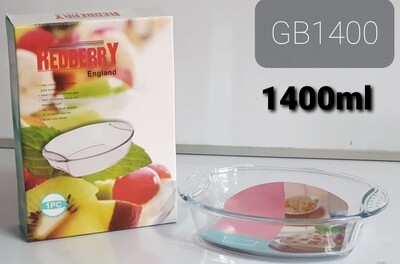 Redberry premium borosilicate oven microwave ready glassware bake pan 1400ml #GB1400