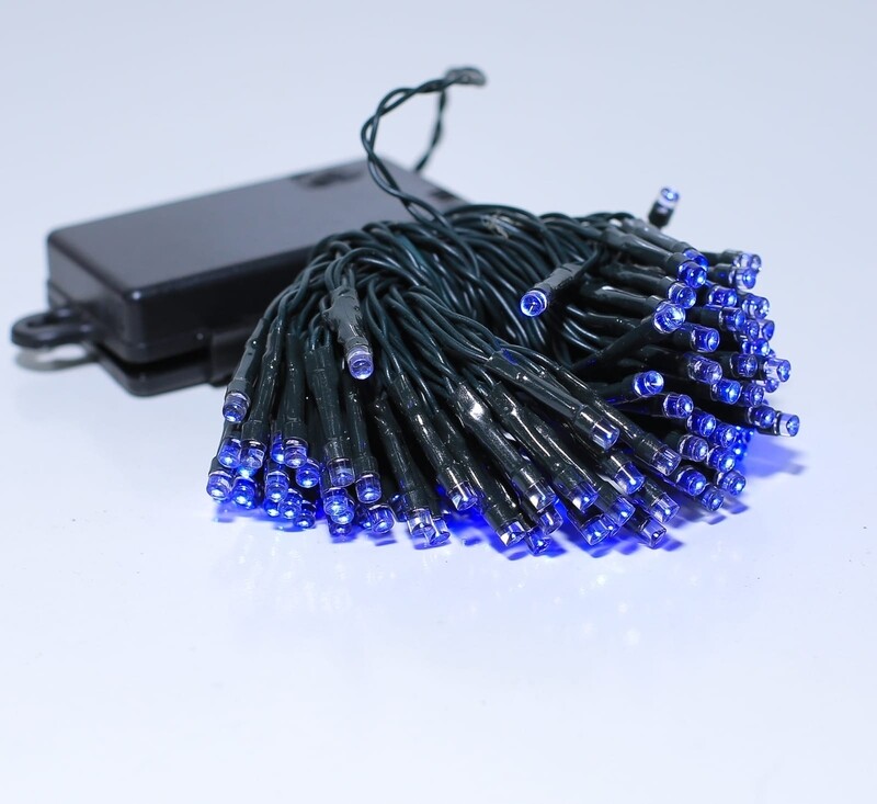 Christmas 200 LED Outdoor Battery-Operated Timer Lights - 8 Function, 20m, Multicolor, Cold White, Blue, Warm White - Model WW-SL-200-20M-WW