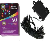 Christmas 50 LED OUTDOOR B/OP TIMER LIGHTS 8 FUNCTION. Multicolor, cold white, blue, warm white