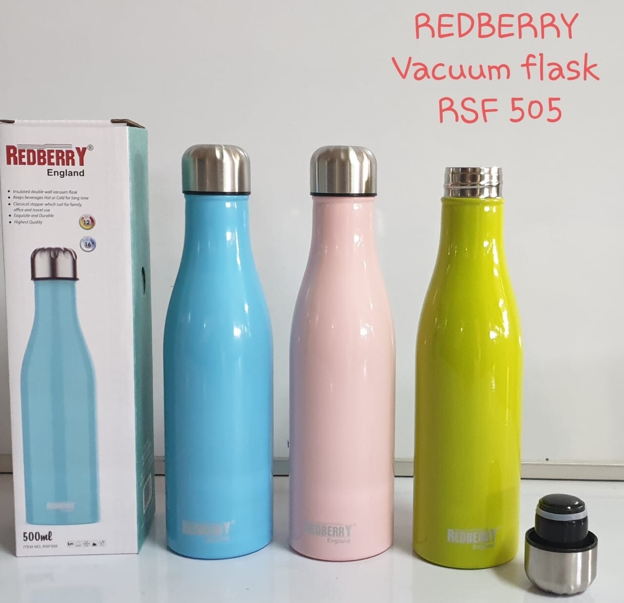 Redberry unbreakable Green vacuum flask 500ml #RSF505 Perfect for branding