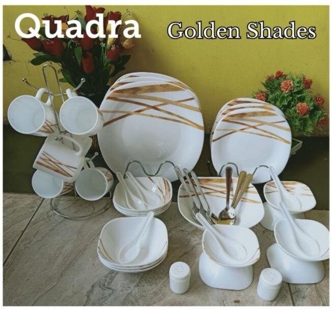Quadra 39pcs opal dinner set golden shades