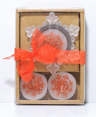 Christmas snowflake Pms 4pcs candle and holder set #506025