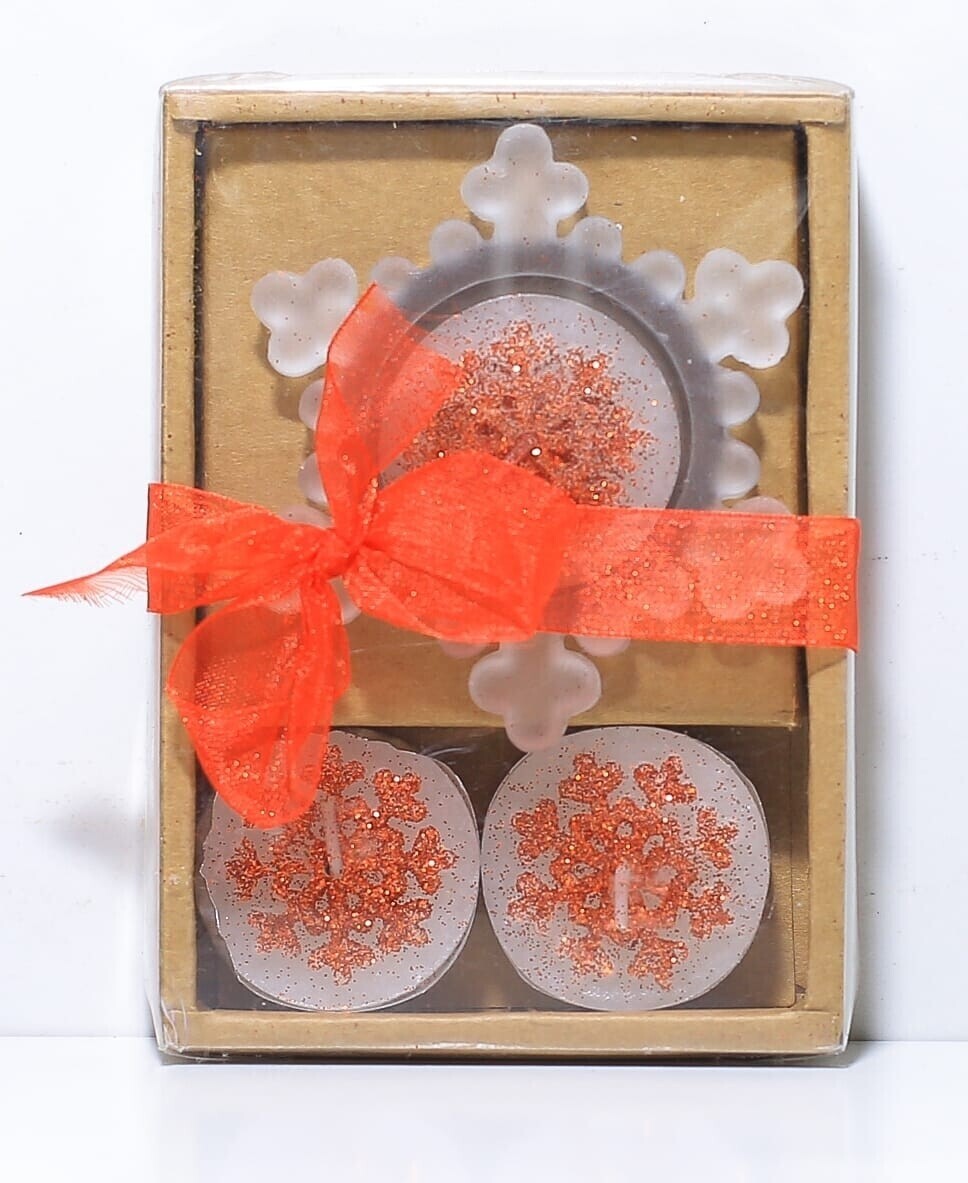 Christmas snowflake Pms 4pcs candle and holder set #506025