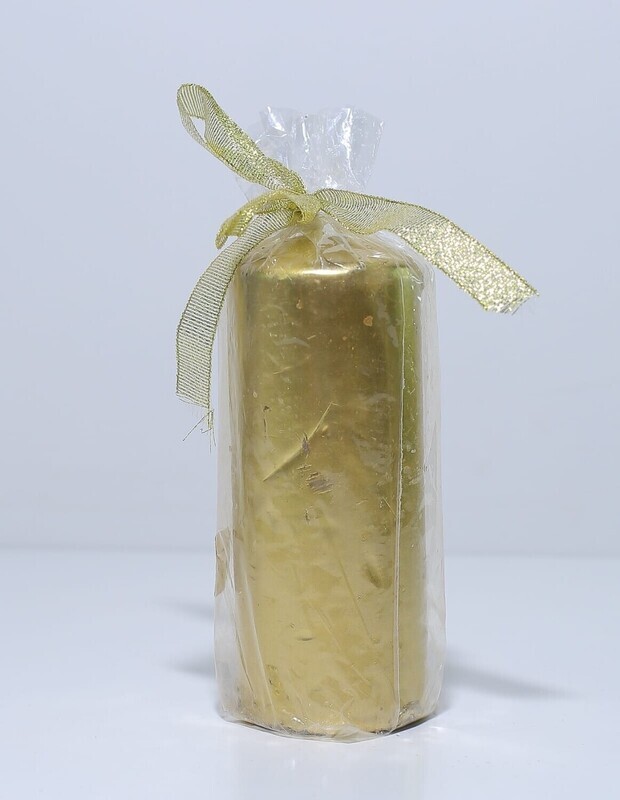 Christmas Gold Metallic finish pillar candle11cmx5.5cm medium size #506027G