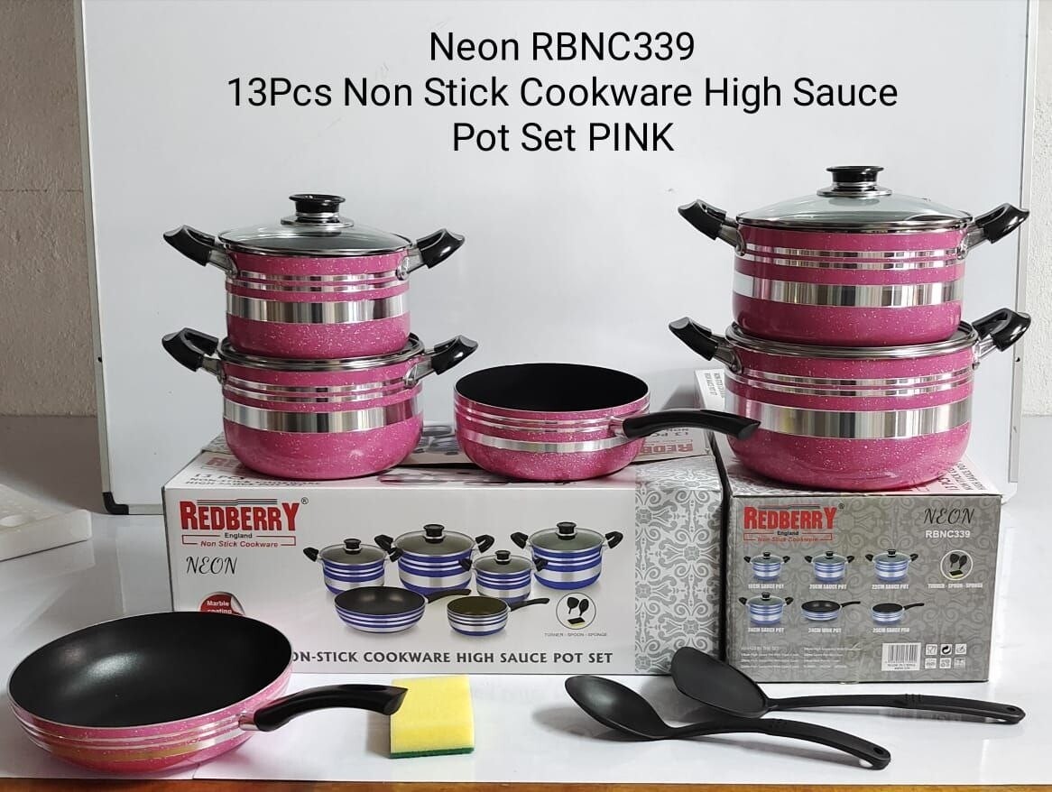 Redberry Neon Non stick cookware set 13pcs. PINK
