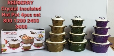 Redberry Crystal insulated 4pcs hotpot set. Size 800ml/1200ml/2500ml/3500ml Redberry Crystal insulated 4pcs hotpot set. Size 800ml/1200ml/2500ml/3500ml