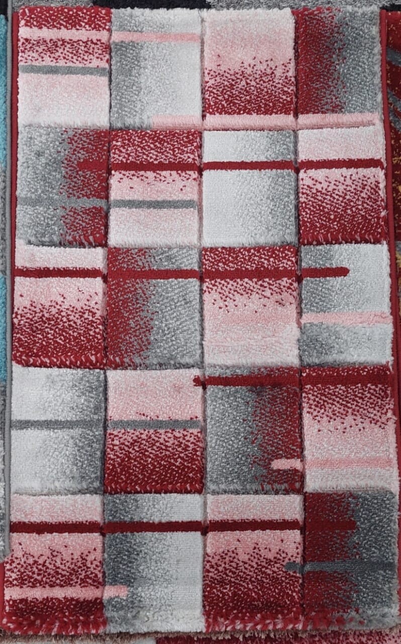 Safari Paris door mat 50x80cm #3 pattern red & grey squares