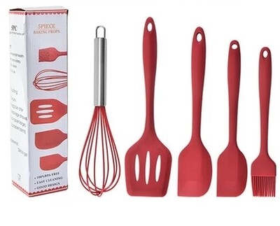 Silicon 5pcs Kitchen tools. whisk spatula oil brush
