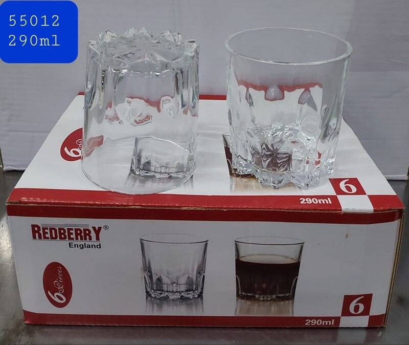 Redberry Whiskey Glass 6pcs Set - Multipurpose 290ml Water/Juice Glasses