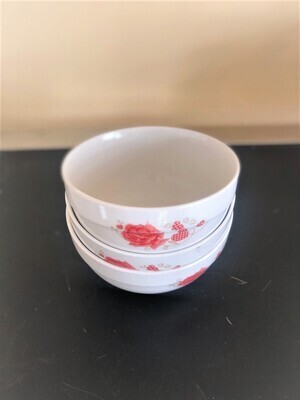 Ceramic deep white opal bowls 5.5 flowery design LEAF BOWL 3pcs #1032