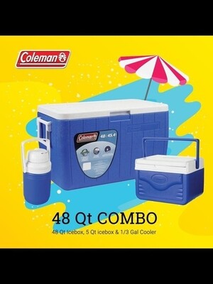 Coleman cooler 48Q(45L) 3pcs combo 25.5 x 14.2 x 14.45 inches