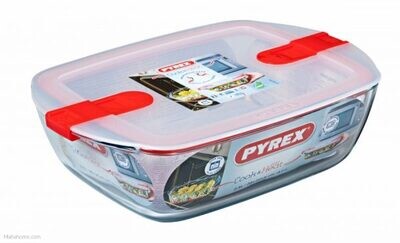 Pyrex – Cook & Heat Rectangle Glass Food Storage Container +LID 28x20cm