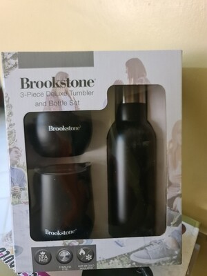 Brookstone 3pcs gift set vacuum flask comes with 2 pcs vacuum cups hot & cold in gift box