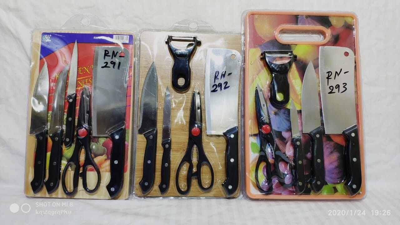 Rashnik 6 pieces kitchen set/knife, set of knife, scissors with a chopping board RN292