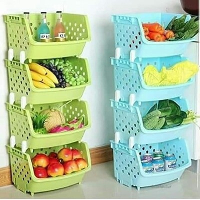 Multipurpose 4-Tier Plastic Dish Rack Vegetable/Fruit Food Kitchen Organize