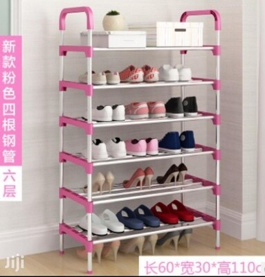 Six layer stainless steel shoe rack