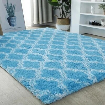 Soft Fluffy living room Rug Carpet (160*230cm) 5*8 ft BLUE