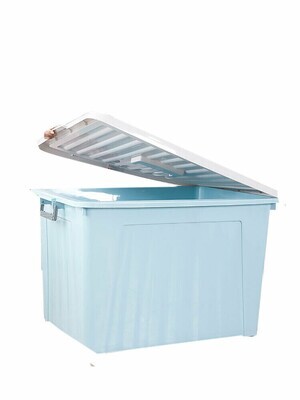 Colored Plastic Storage with Lid, Latching/handle -50L,  with wheels #8804/808/806 Blue
