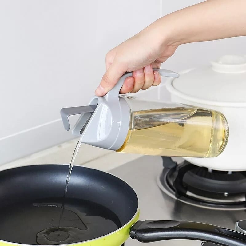 Generic Automatic glass oil dispenser jar 630ml with stainless steel stopper&amp; calibrated measurements