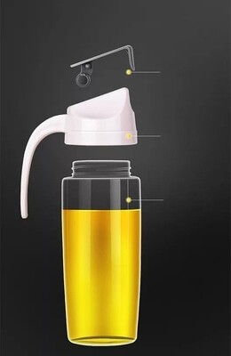 Automatic glass oil dispenser jar 600ml with stainless steel stopper