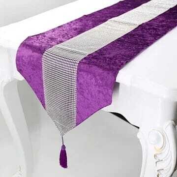 European Rhinestones Table Runner and 4 Table mats with Velvetfabric 30*40cm #6545 PURPLE