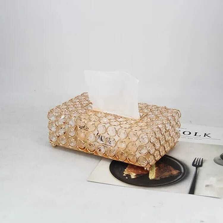 Crystal Rhinestone Tissue Box Gold Silver Elegant Tableware Serviette Dispenser Glam Decor Box For Bedroom Dining Room Restaurant