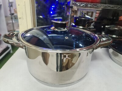 Signature stainless steel Induction base cooking pot with glass size 26cm