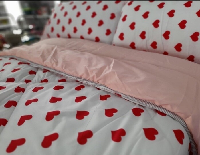 Duvet set with 1 bedsheet and 2 pillow cases 6x6
