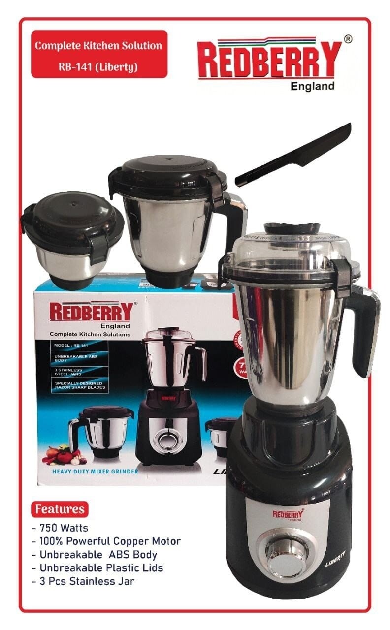 Redberry Heavy Duty Commercial Blender 750W Mixer & Grinder - Complete Kitchen Solution RB141