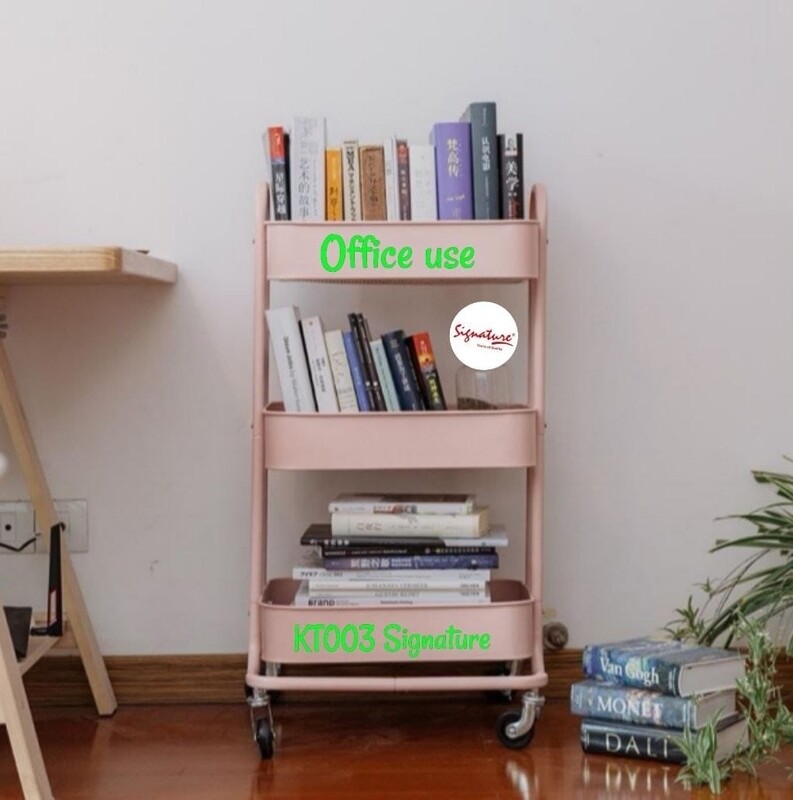 Signature KT003 Metal Rack Multipurpose Trolley size 42x29x83cm PINK