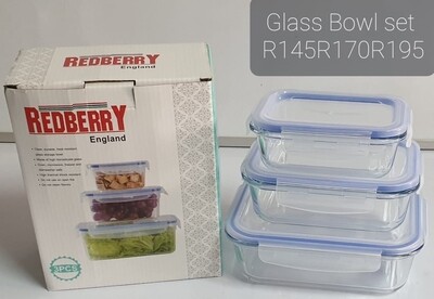 Redberry 3pcs glass casserole set R145 R170 R195 (400ml, 630ml, 1000ml) rectangular Redberry 3pcs glass casserole set R145 R170 R195 (400ml, 630ml, 1000ml) rectangular