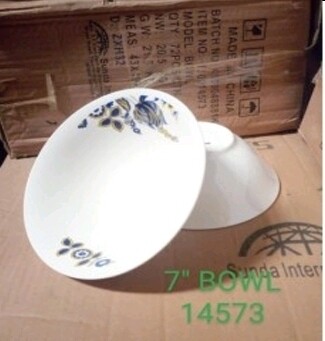 white flowered bowl set of 7ich 6pcs