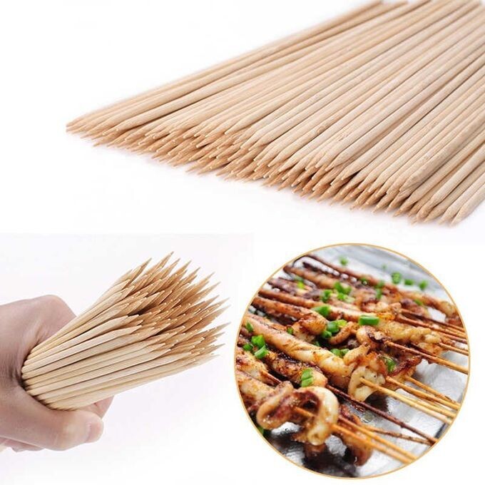 SY Generic 90pcs bamboo skewers Wooden Barbecue Pork Fruit Mellow Sticks 20cm #NSI39288