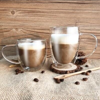 Double walled glass coffee cup tea cup 350ml