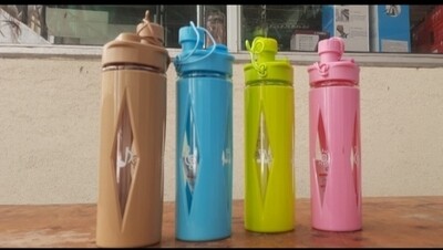 750ml Water bottle with plastic protective cover. brown